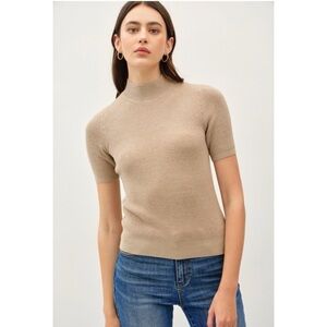 540 • Soft Chai Late Dense Knit Short Sleeve Mock Neck Sweater Top